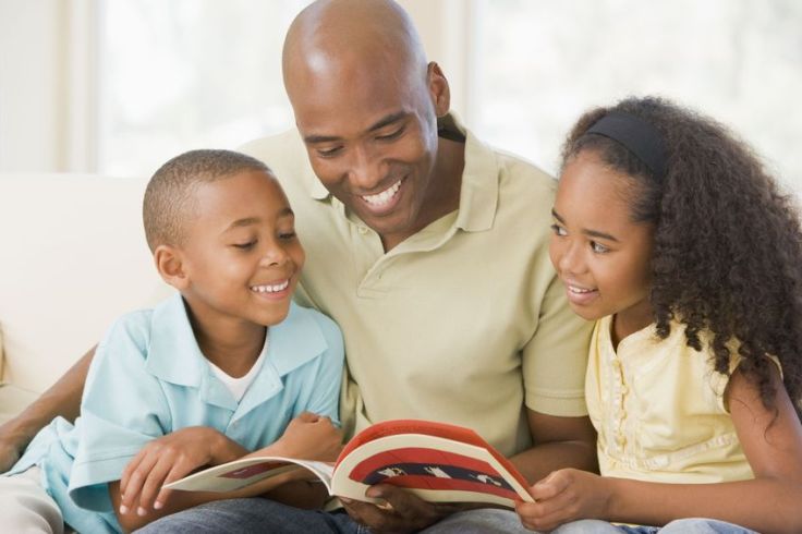 father-and-children-reading