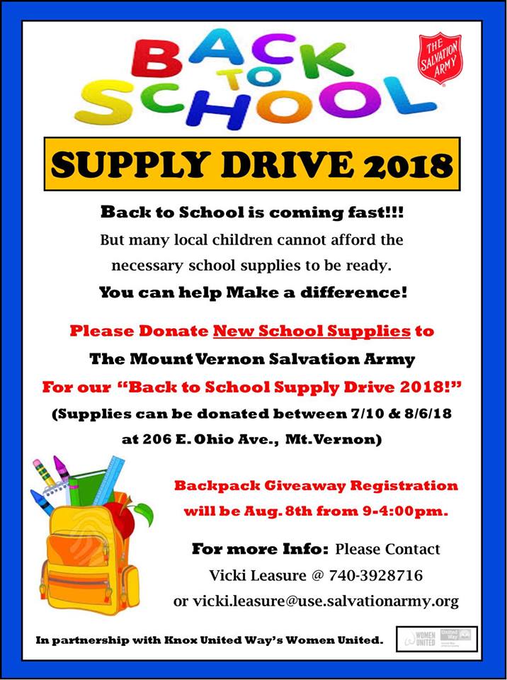 Salvation Army backpack flyer