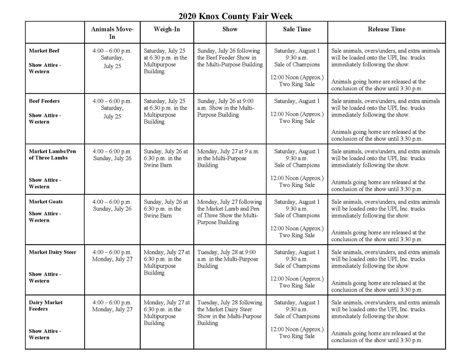 Junior Fair schedule Page 1