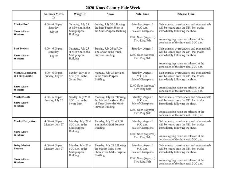 Junior Fair schedule Page 1