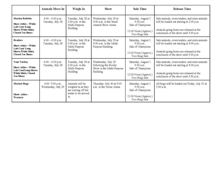 Junior Fair schedule Page 2
